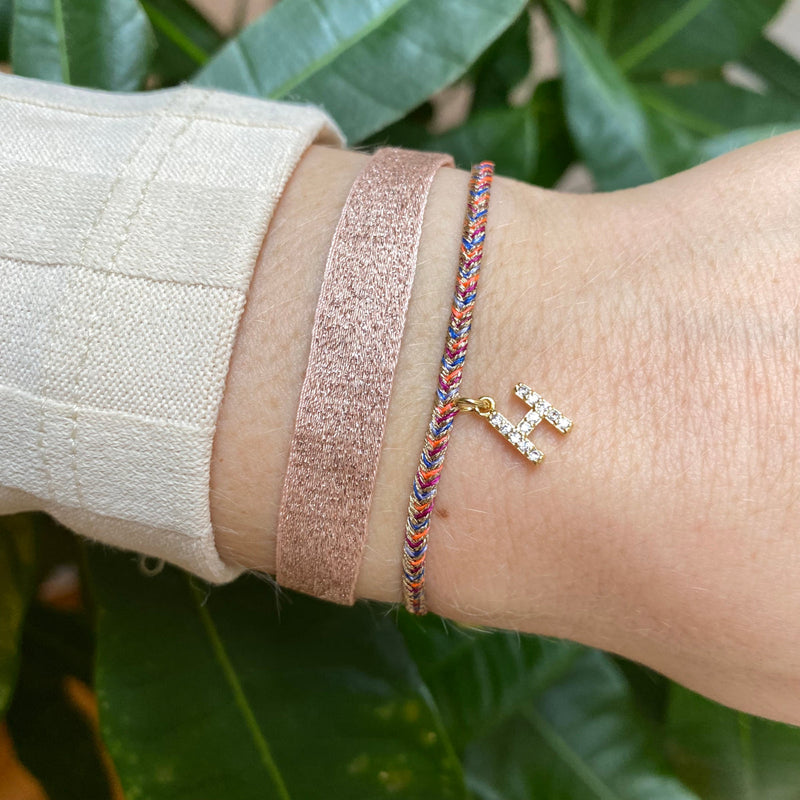 PETITE HANDMADE BRACELET FEATURING LETTER H ZIRCON CHARM