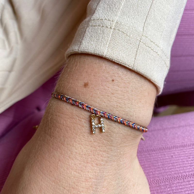 PETITE HANDMADE BRACELET FEATURING LETTER H ZIRCON CHARM