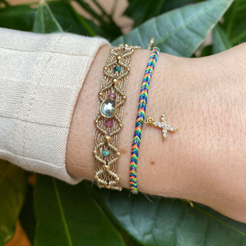 PETITE HANDMADE BRACELET FEATURING LETTER X ZIRCON CHARM