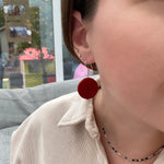 VEGETABLE IVORY EARRINGS IN TONES OF  RED