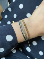 TRENZA HANDWOVEN BRACELET IN KHAKI GREEN & ROSE GOLD