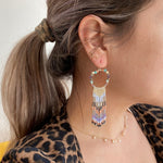 WATERFALL EARRINGS IN LILAC & SILVER TONES