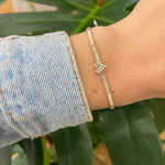 HANDWOVEN HEART BRACELET IN BLUE & SILVER TONES
