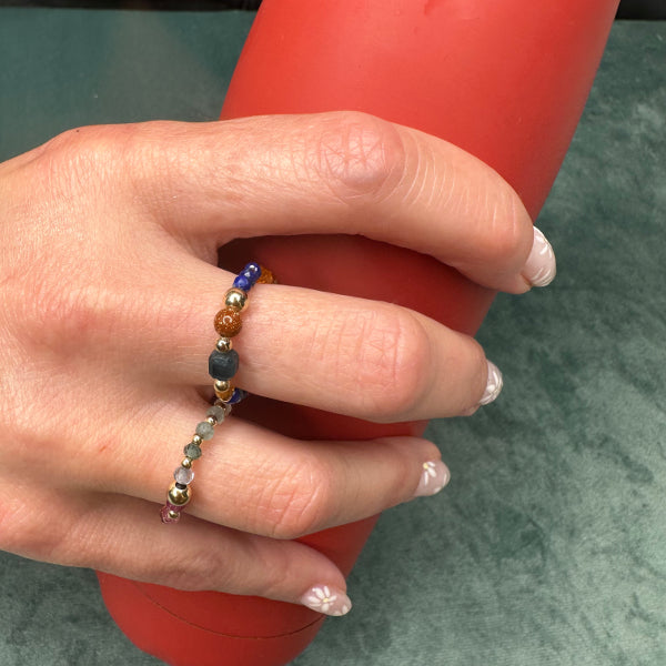 HESSONITE & GOLD SANDSTONE RING
