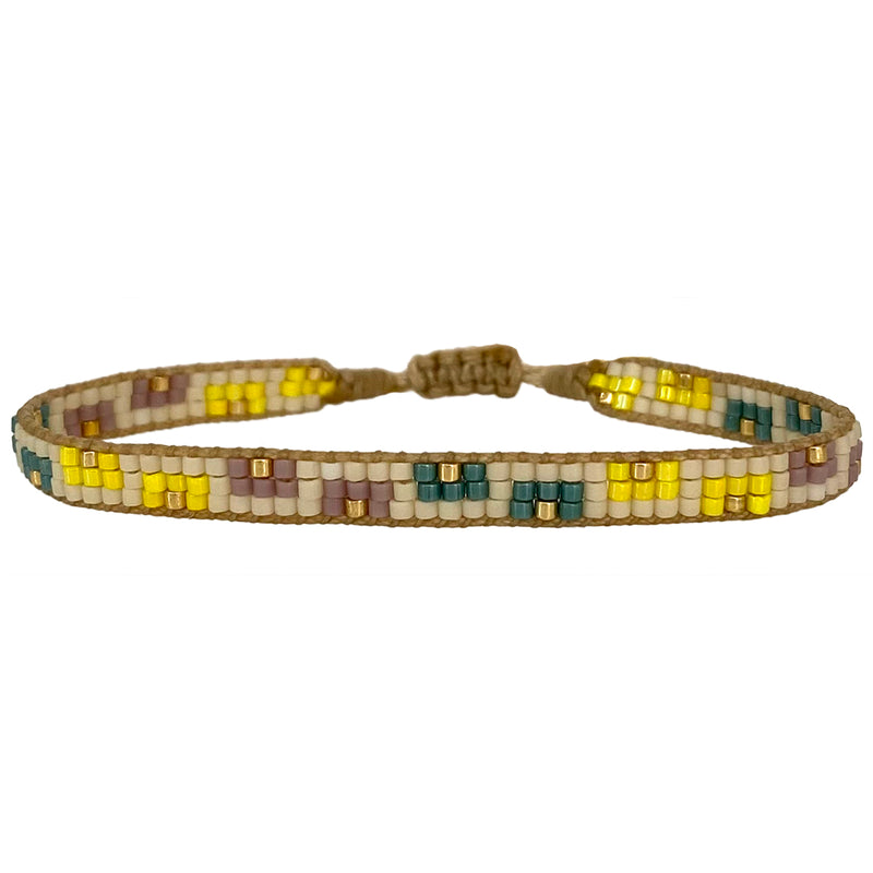 HANDMADE BEADED BRACELET IN BRIGHT AND BEIGE TONES