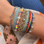 MOTHER OF PEARL & VYNIL BEADS BRACELET WITH SILVER DETAILS