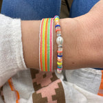 MOTHER OF PEARL & VYNIL BEADS BRACELET WITH SILVER DETAILS
