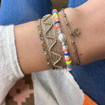 MOTHER OF PEARL & VYNIL BEADS BRACELET WITH SILVER DETAILS