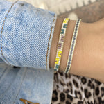 HANDMADE BEADED BRACELET IN BRIGHT AND BEIGE TONES