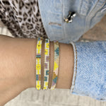 HANDMADE BEADED BRACELET IN BRIGHT AND BEIGE TONES