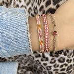 HANDMADE BEADED BRACELET IN ORANGE AND PINK TONES