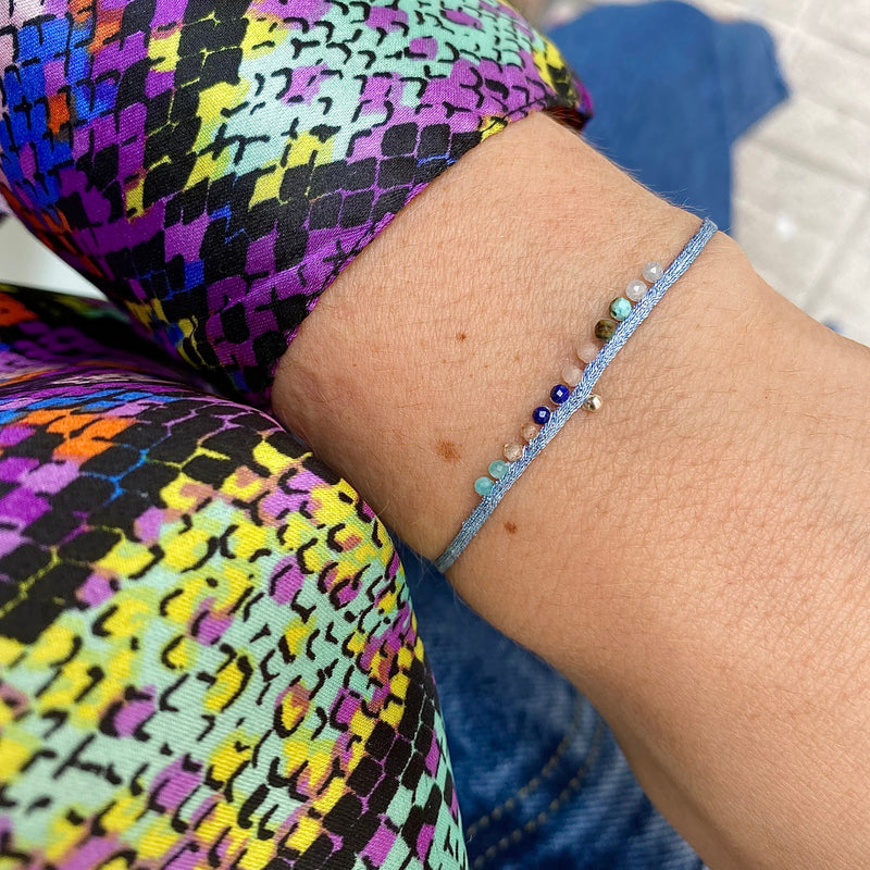 HANDMADE PEACOCK BRACELET IN BLUE AND SILVER TONES