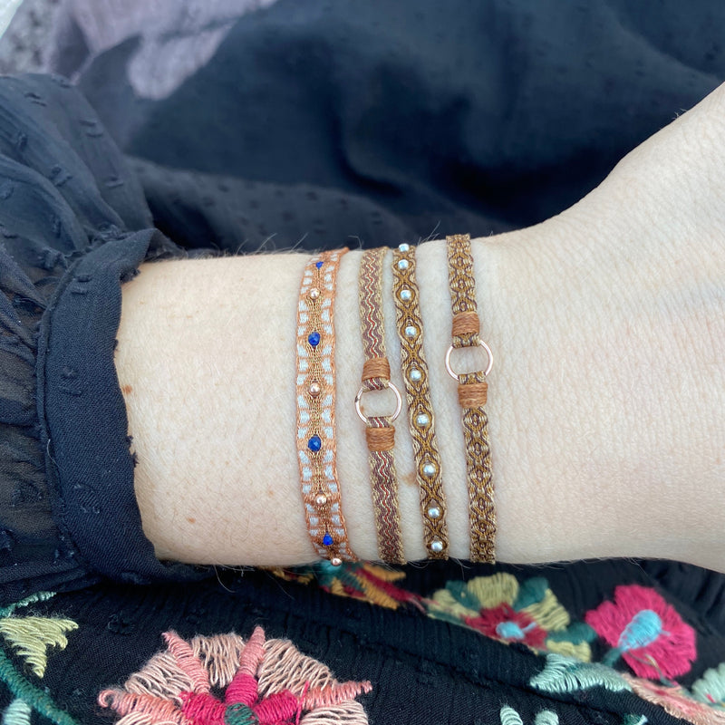 LAPIS LAZULI & ROSE GOLD HANDWOVEN SINGLE BRACELET