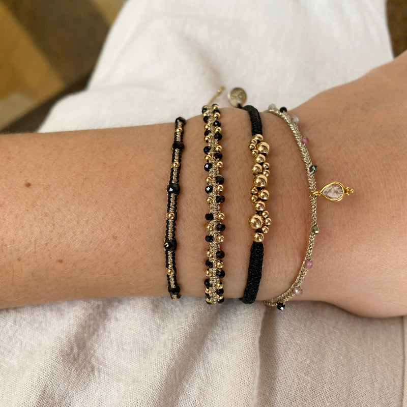 HANDMADE MARA BRACELET FEATURING SPINEL SEMI-PRECIOUS STONES AND GOLD FILLED BEADS
