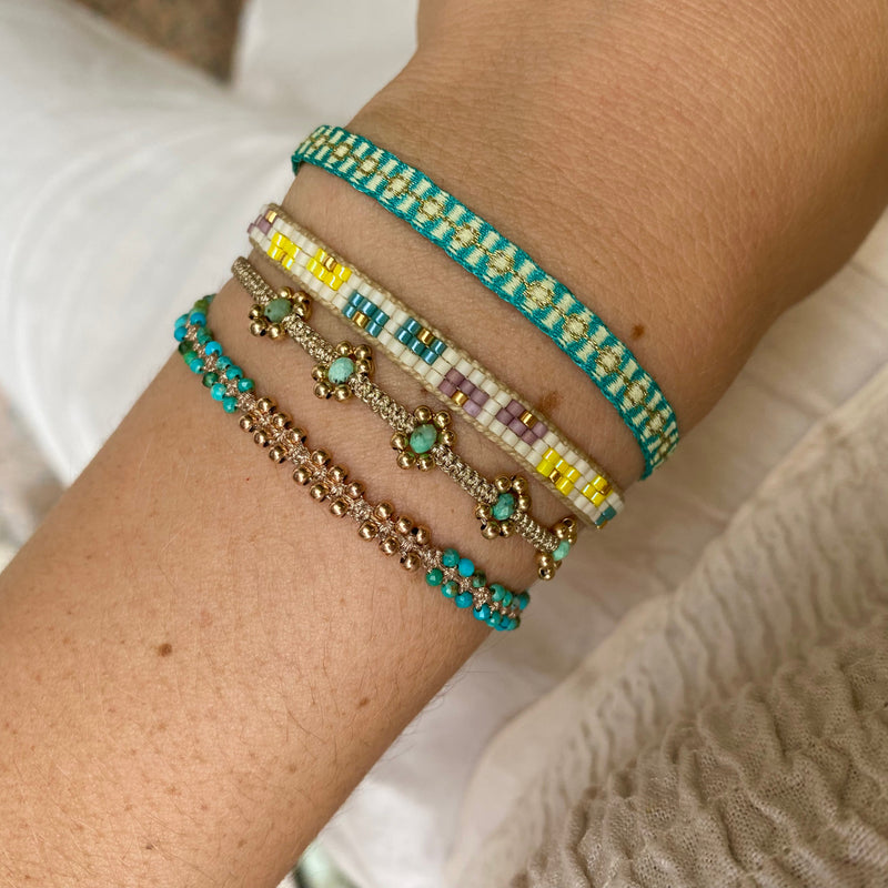 HANDMADE MARA BRACELET WITH TURQUOISE AND ROSE GOLD BEADS