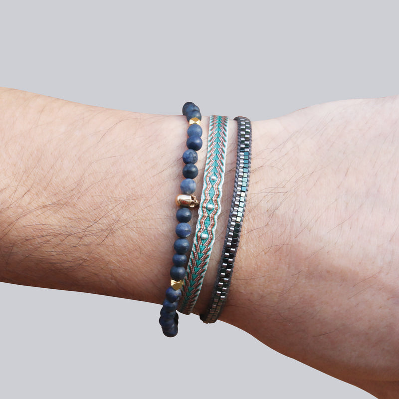 SKULL BRACELET WITH SODALITE STONES FOR HIM
