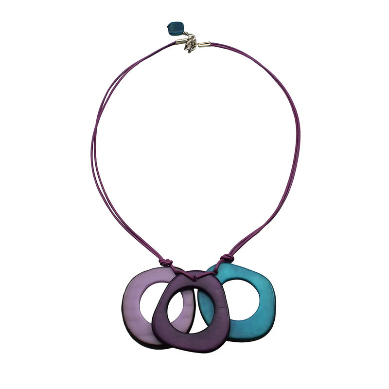 Vegetable Ivory Necklace in Purple and Blue Tones