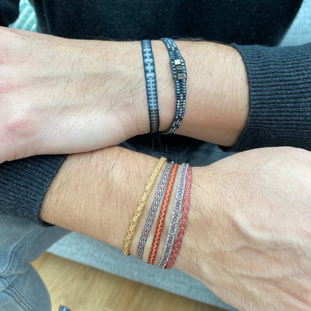 SET OF TWO HANDWOVEN BRACELETS IN BLUE TONES FOR HIM