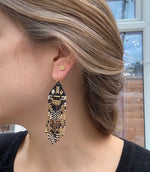 PYRAMID EARRINGS IN BLACK, GOLD & SILVER TONES