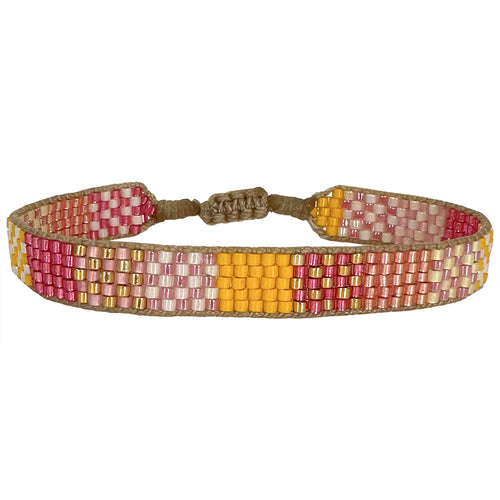 This cool bracelet is handwoven by our team of artisans in Colombia using Japanese glass beads. Simple, colorful and bold, this designs is the perfect companion to your everyday look.  Details:      Women bracelet     Handemade bracelet      Japanese glass beads     Adjustable bracelet     Width 9mm     Can be worn in the water