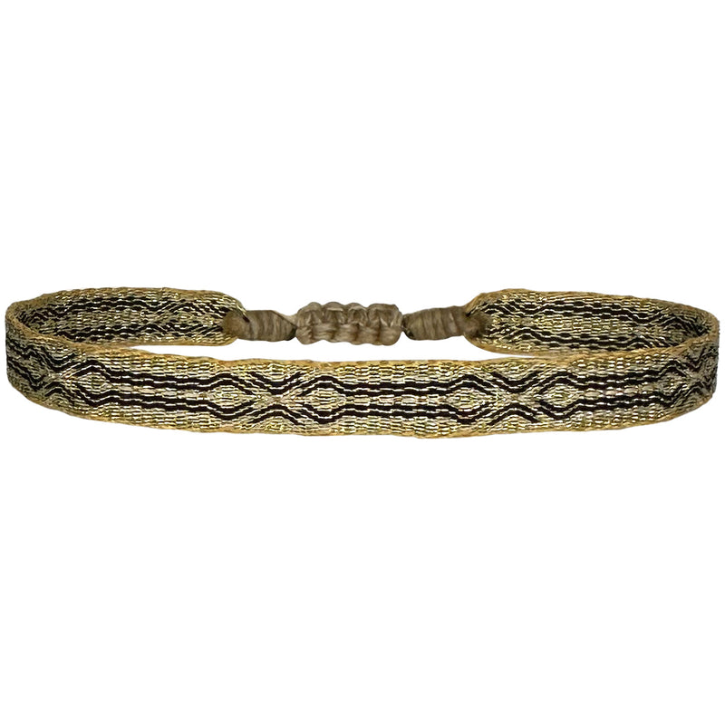 BASIC HANDMADE METALLIC BRACELET IN BLACK AND GOLD TONES