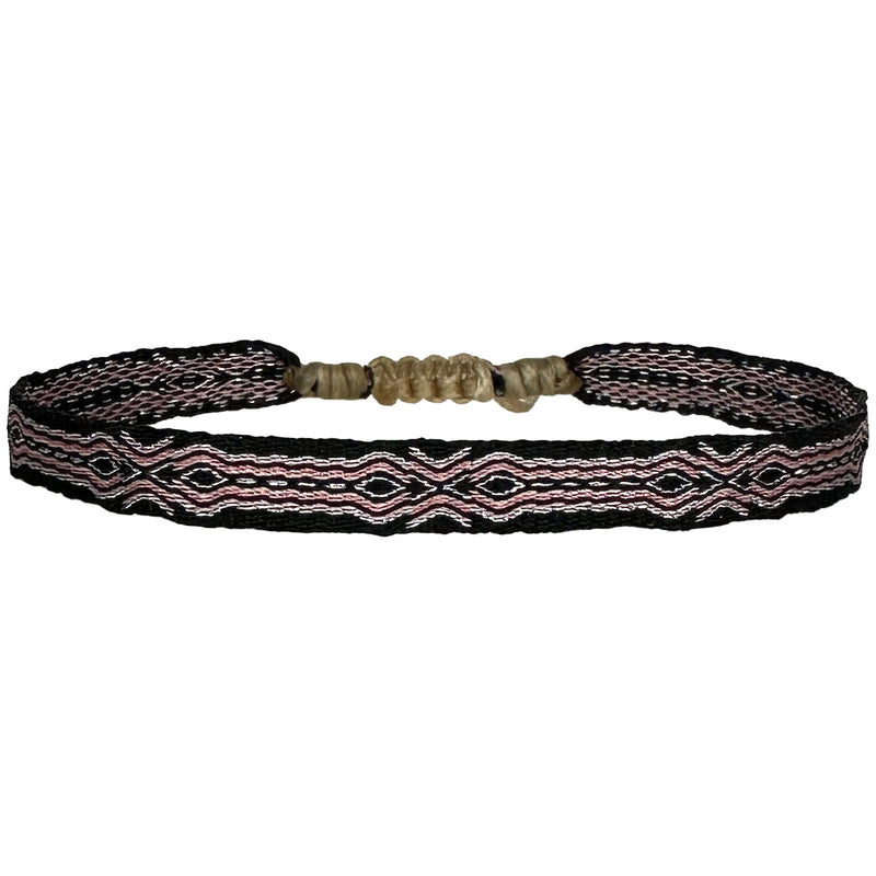 BASIC HANDMADE BRACELET IN PINK, SILVER AND BLACK TONES