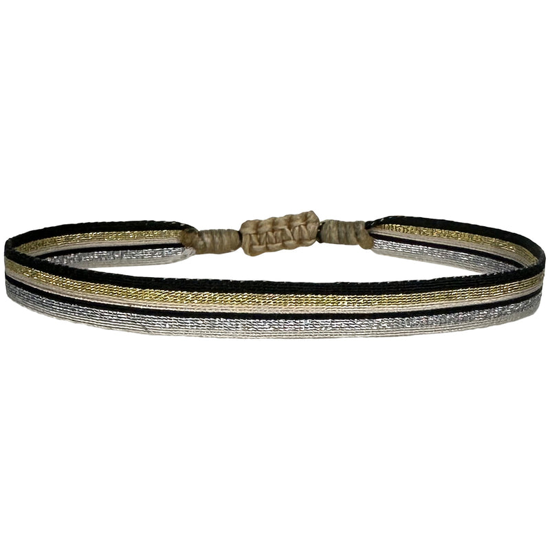 BASIC HANDMADE METALLIC BRACELET IN GOLD, BLACK AND SILVER TONES