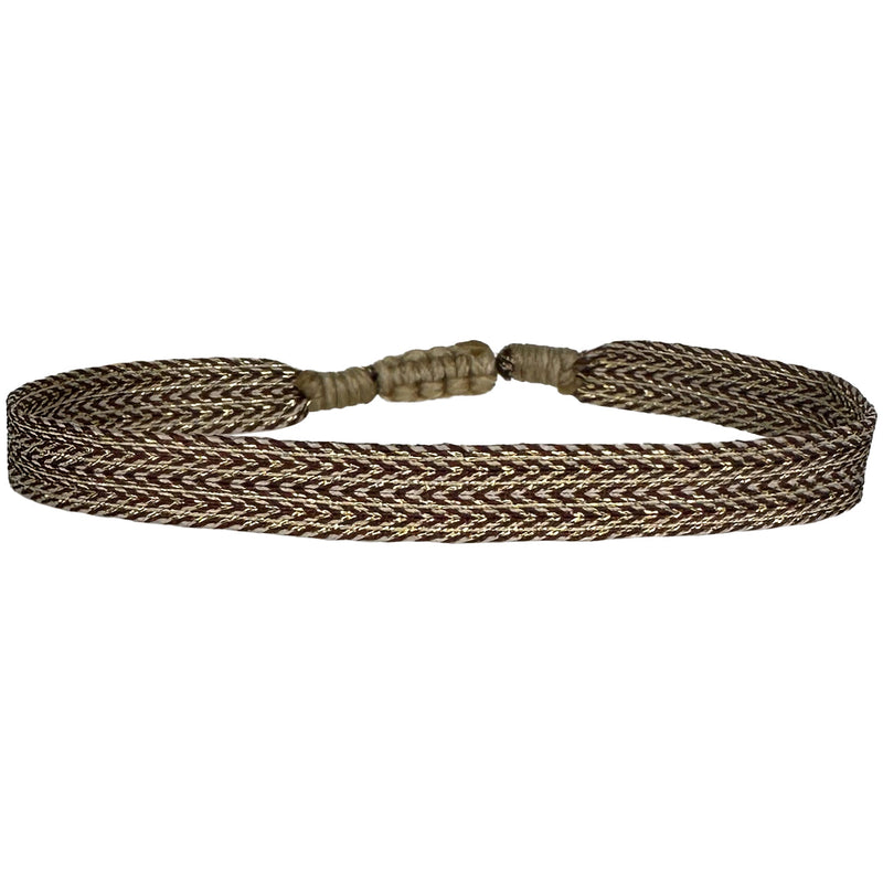 BASIC HANDMADE BRACELET IN BURGUNDY AND GOLD TONES