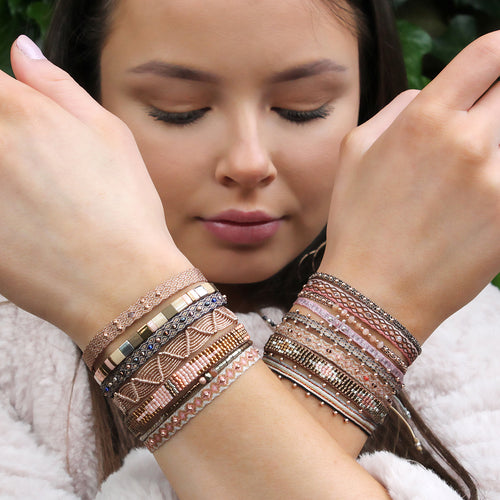 MAJESTIC HANDWOVEN BRACELET IN PINK TONES