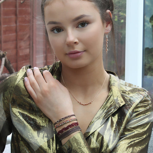 HANDWOVEN 3 FLOWER BRACELET WITH SILVER DETAILS
