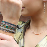 HANDWOVEN 3 FLOWER BRACELET WITH SILVER DETAILS IN PINK TONES