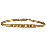 HANDMADE SINGLE CHOCOLATE MOONSTONE BRACELET WITH GOLD AND BROWN TONES