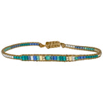 HANDMADE SINGLE TURQUOISE STONE BRACELET IN SILVER AND BLUE TONES
