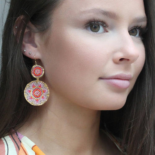 SUMMER EARRINGS IN PINK & GOLD TONES