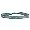 HANDWOVEN BRACELET WITH 9 STERLING SILVER BEADS IN NEUTRAL BLUE TONES
