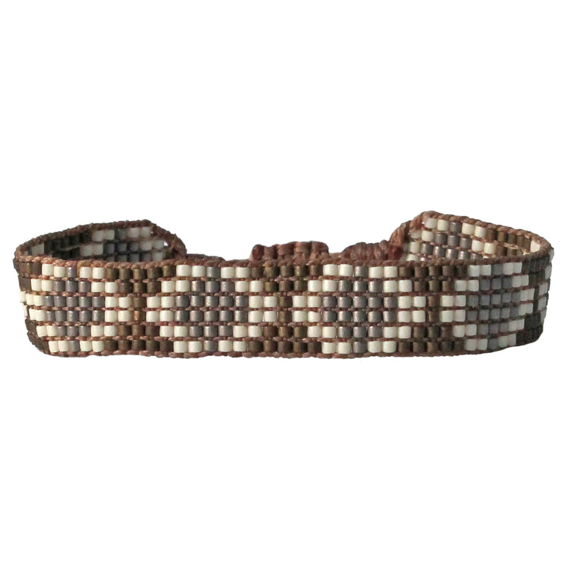 JAPANESE GLASS BEADS BRACELET IN NEUTRAL TONES FOR HIM