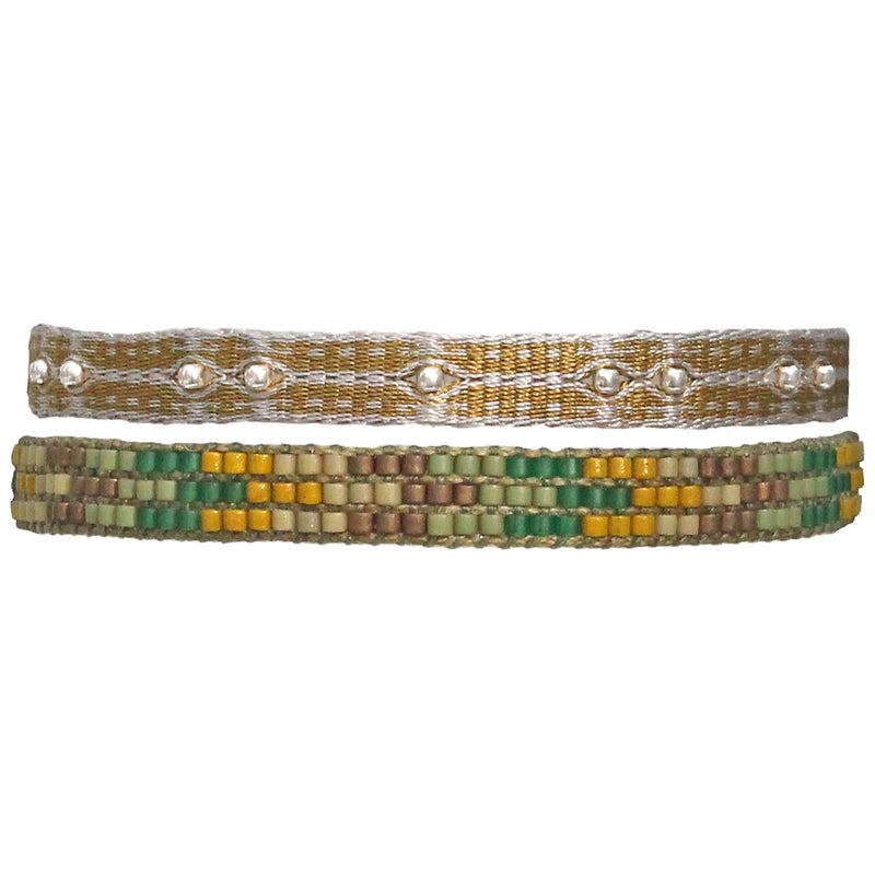 SET OF TWO HANDWOVEN BRACELETS IN GREEN TONES FOR HIM