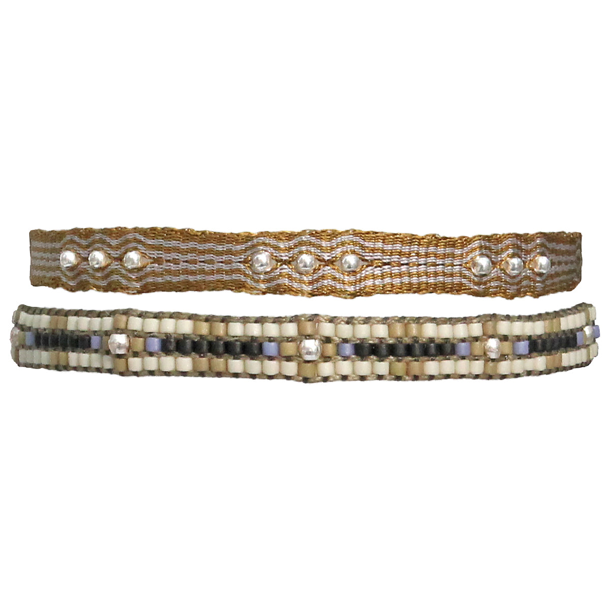 SET OF TWO HANDWOVEN BRACELETS WITH SILVER DETAILS FOR HIM