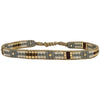 HANDMADE BEADED BRACELET IN GREY AND GOLD TONES