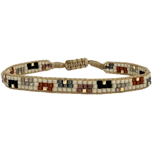 This cool bracelet is handwoven by our team of artisans in Colombia using Japanese glass beads.   Wear it with your favourite accessories !  Details:      Women Bracelet     Japanese glass beads     Handwoven adjustable bracelet     Width 5mm     Can be worn in the  water