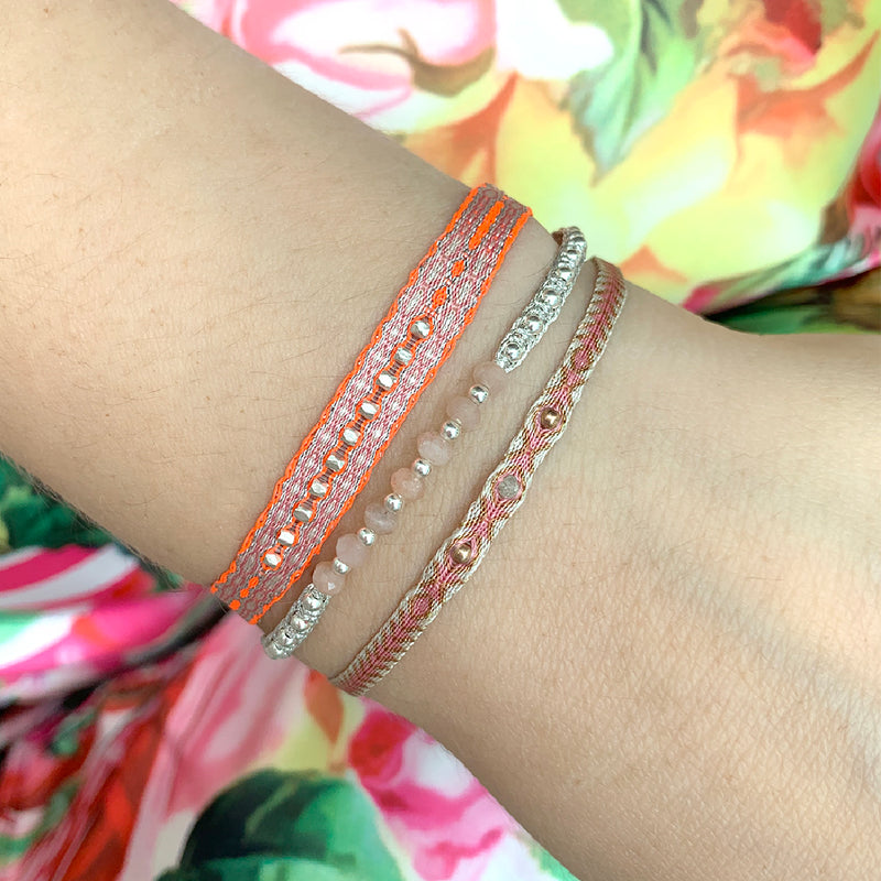 GREY DIAMOND BRACELET IN PINK & BEIGE TONES