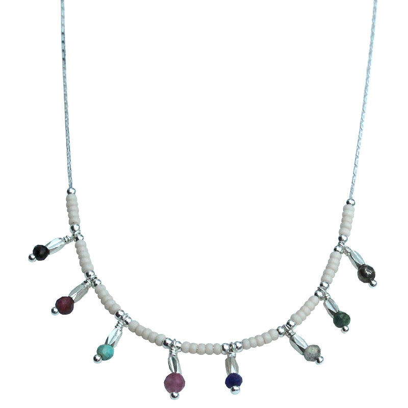 LITTLE COLOURFUL CHARMS NECKLACE IN SILVER