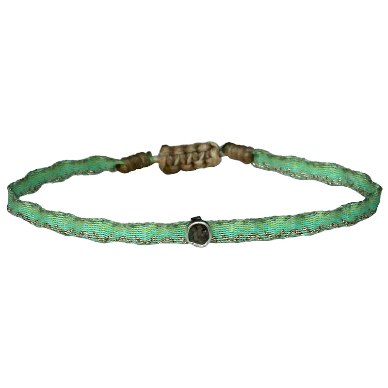 DIAMOND ICE HANDWOVEN BRACELET IN GREEN & SILVER TONES