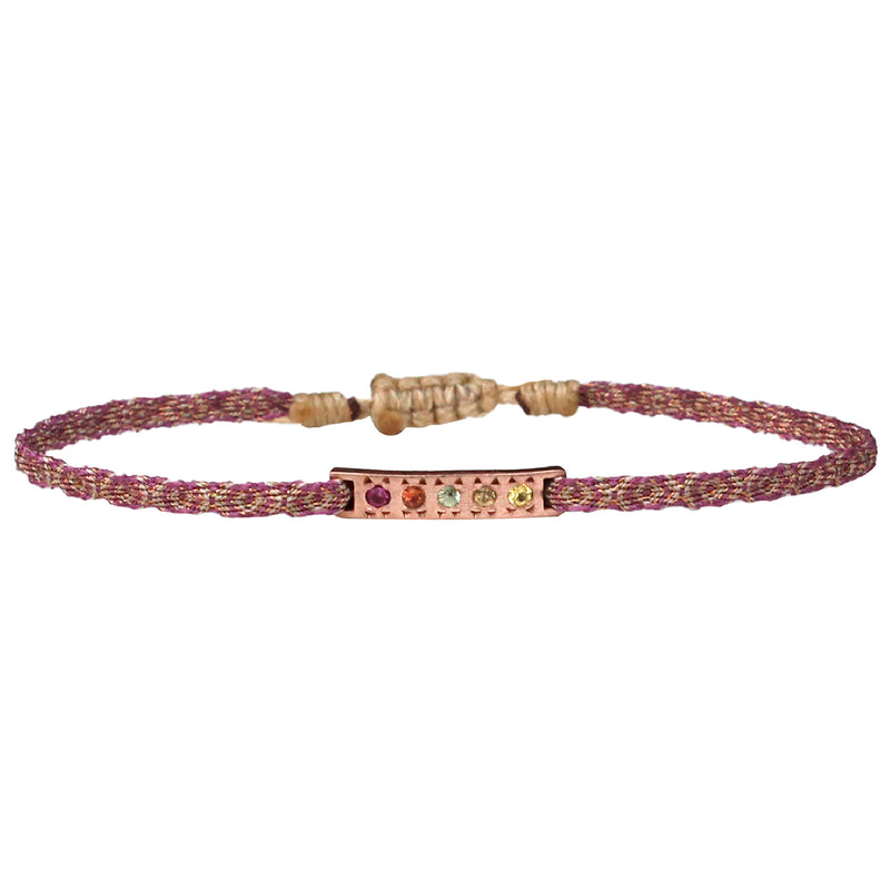 MULTI SAPPHIRE STONES HANDWOVEN BRACELET IN ROSE GOLD & LILAC TONES