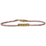 MULTI TURQUOISE STONES HANDWOVEN BRACELET IN PINK TONES