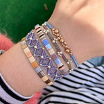 BEAD WEB HANDWOVEN BRACELET IN LILAC TONES & SILVER