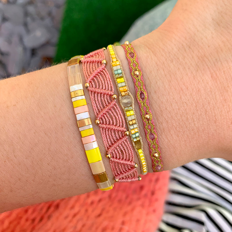 WEB BRACELET IN LIGHT PINK & GOLD