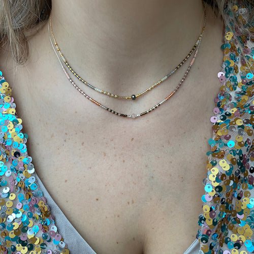 STERLING SILVER CHAIN NECKLACE IN AQUA AND BURGUNDY TONES