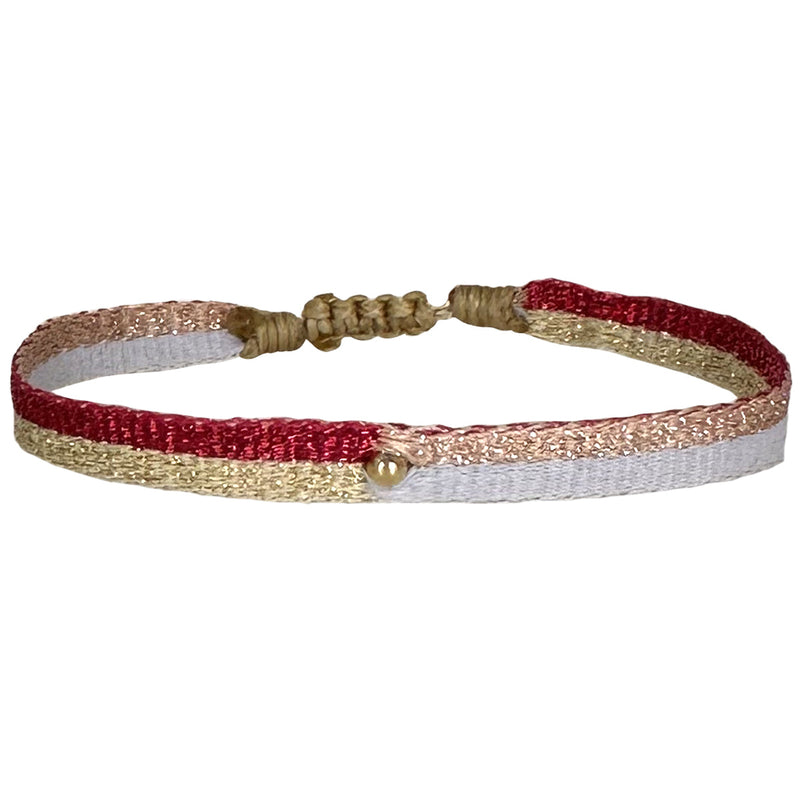 HANDWOVEN BRACELET IN BRIGHT TONES WITHONE GOLD BEAD
