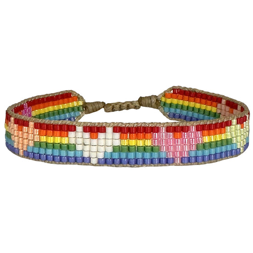 You are powerful, strong and creative. You are capable of great things. You have the ability to create anything you want in your life.  This rainbow bracelet is a one of a kind piece handmade by our team of artisans and designed with the heart just for you.  Details:      Women bracelet     Handemade bracelet      Japanese glass beads     Adjustable bracelet     Width 10mm